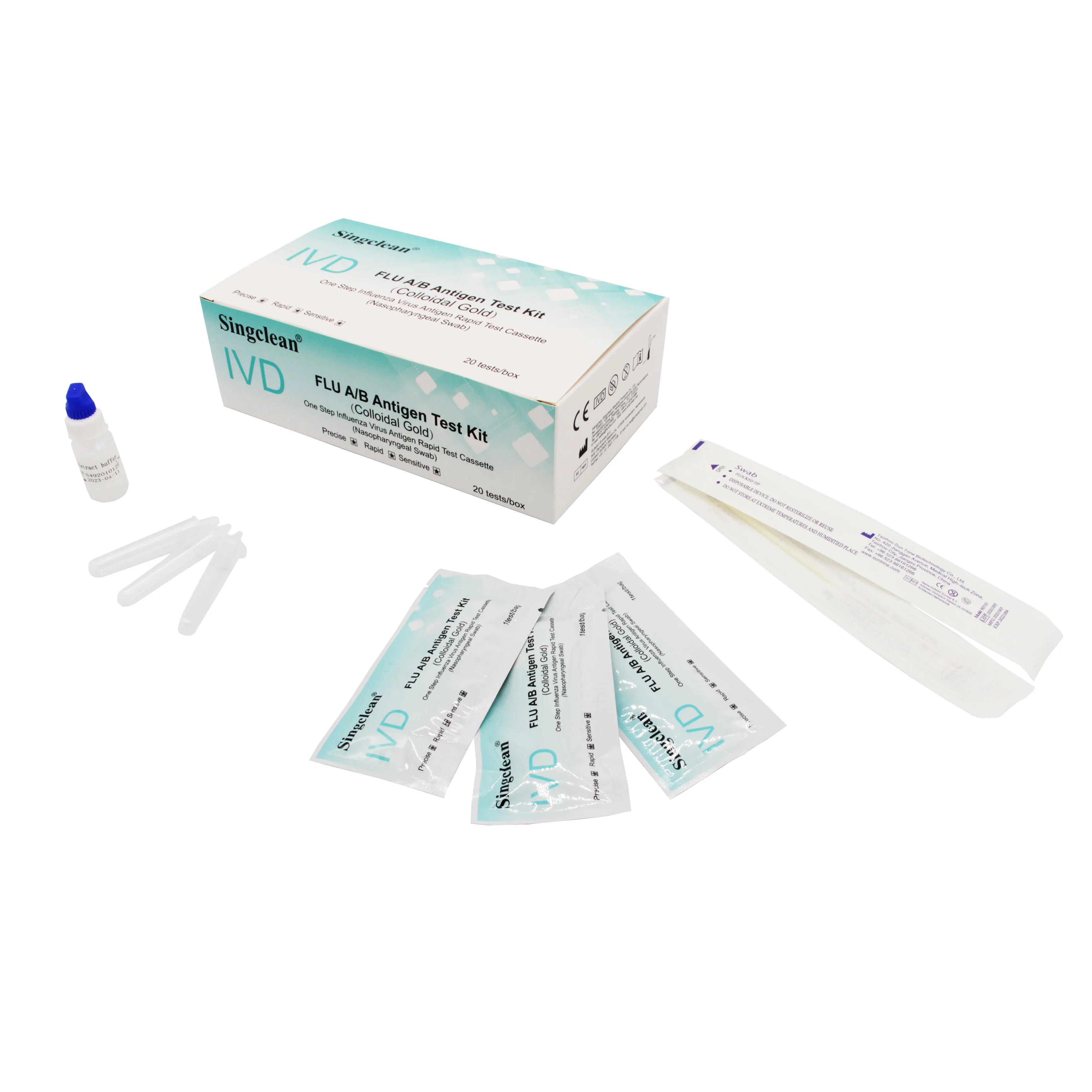 Hot Sale Singclean flu a and flu b test kit nasopharyngeal swab