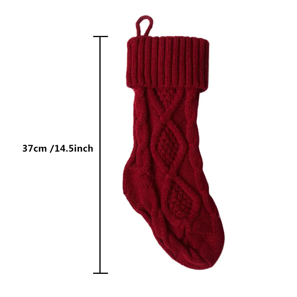 37cm / 14.5 inch 1pc Knitted Christmas Stockings Decoration Christmas Gift Bag Fireplace Decoration Santa Elk Socks