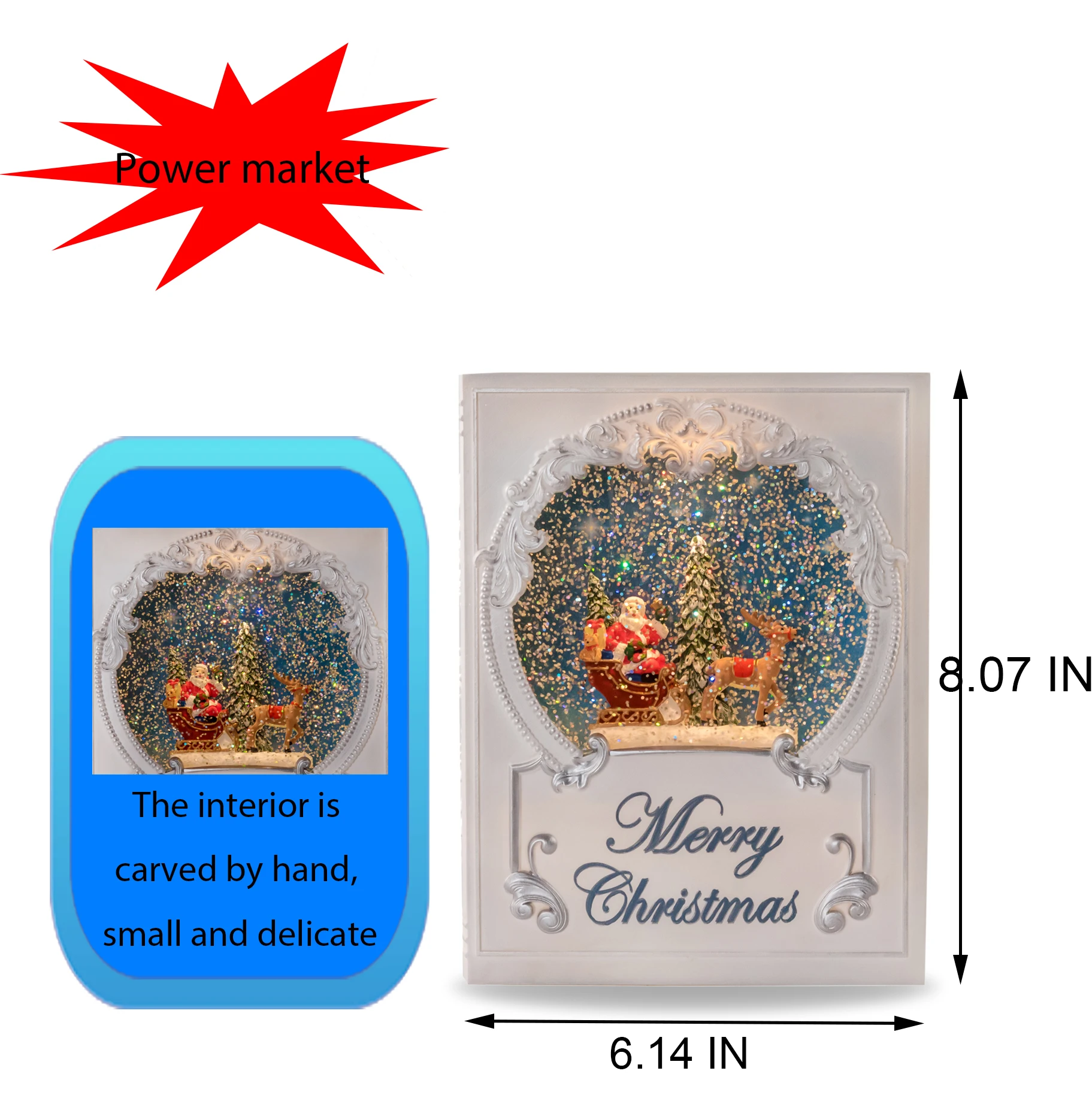 Merry Christmas Plastic Custom Wholesale Cheap Vintage Books Water Popular Supplier Hand-made Delicate Christmas Snow Globe