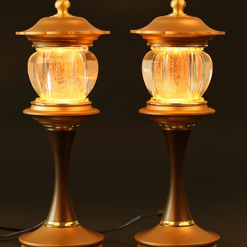 Sanmantuo Buddhist Crystal Butter Lamp LED Bronze Buddha Lamp Electronic Candle Lotus Lamp