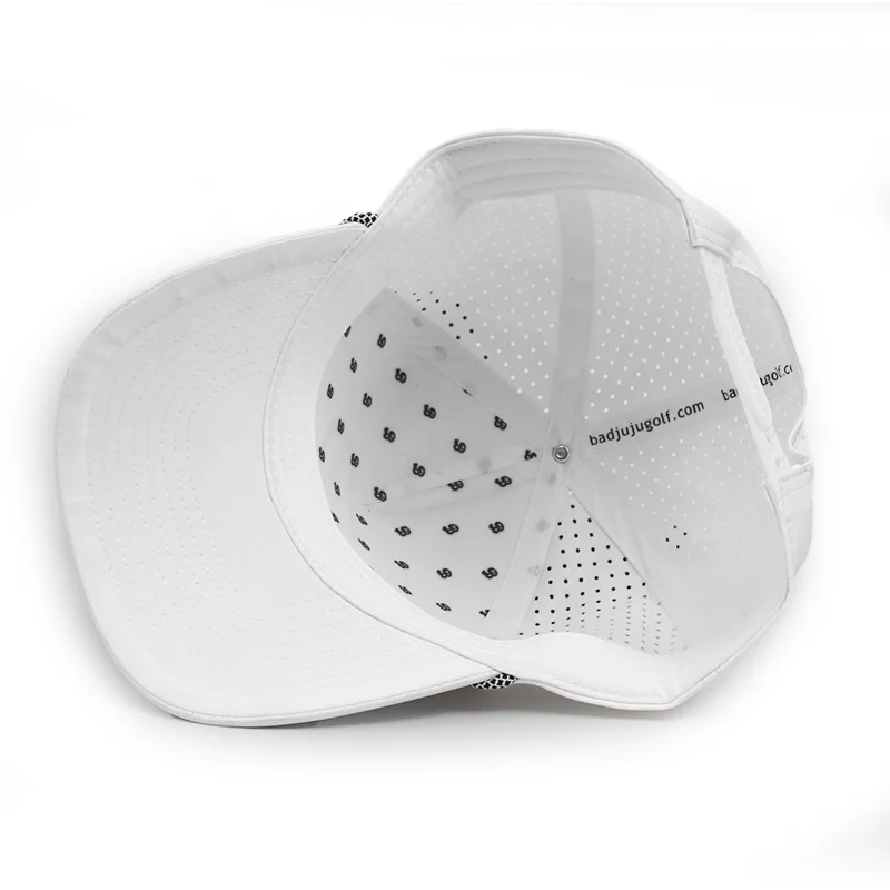 Headwear waterproof caps perforated laser cutting hole drilled baseball tennis cap snapback golf hat with pvc rubber patch