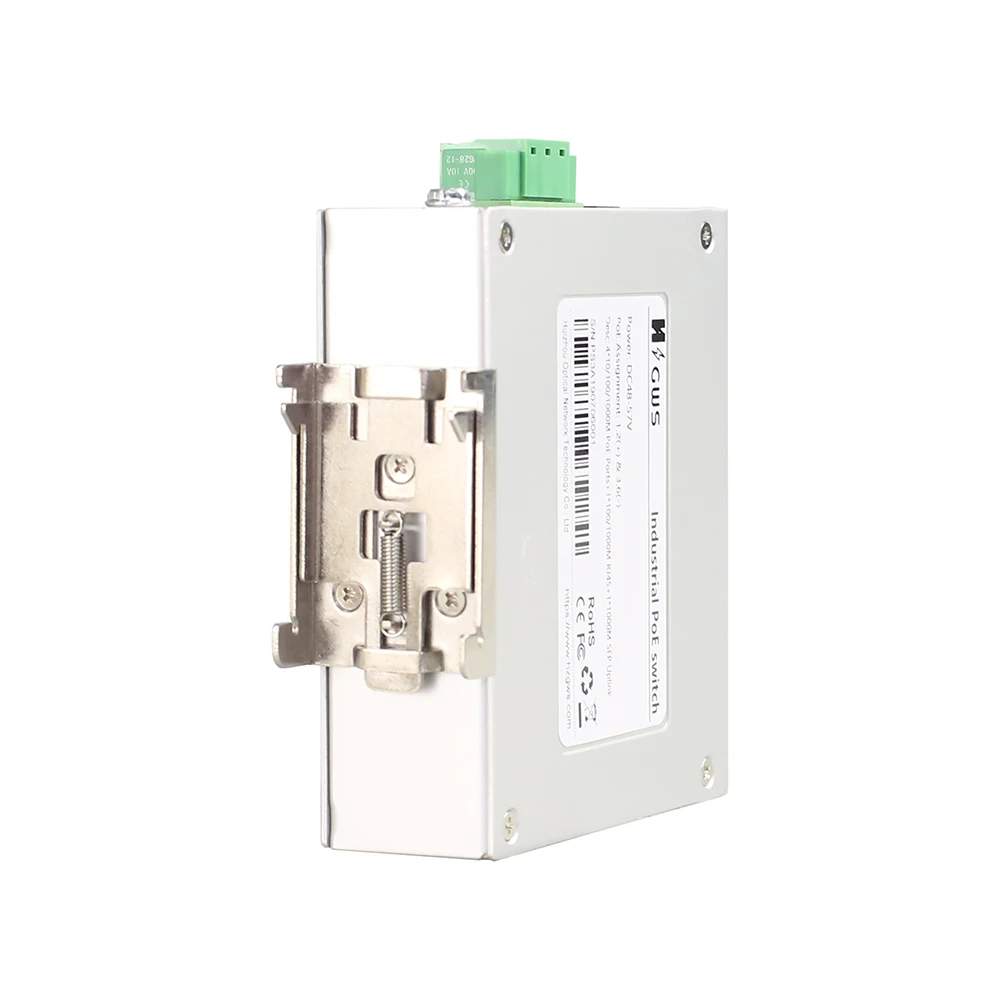 Unmanaged Fast 5*10/100/1000M POE +1*1000M SFP Din-rail industrial Fiber Switch dual power for Security Camera system