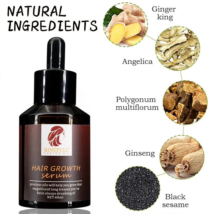 Binefull Wholesale Natural Organic Vegan Treatment for Bald Hair Serum Herbal Anti Hair Loss Boosting Hair Growth Oil