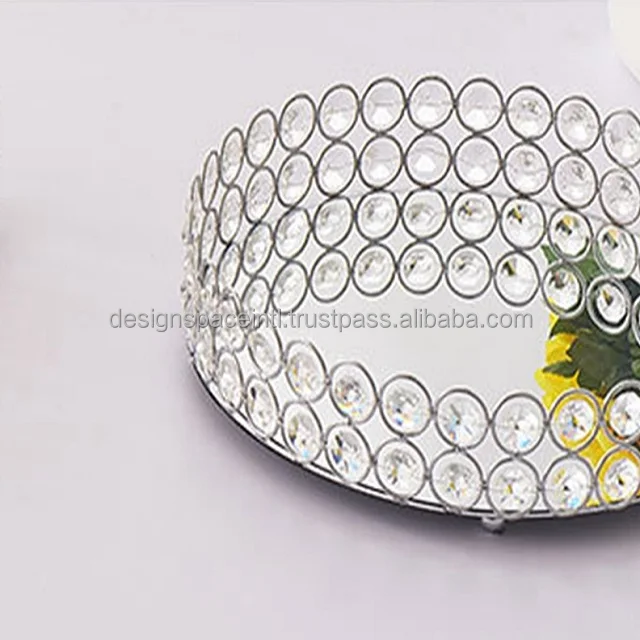 Stylish Crystal Beaded Tray for Serving with suitable price