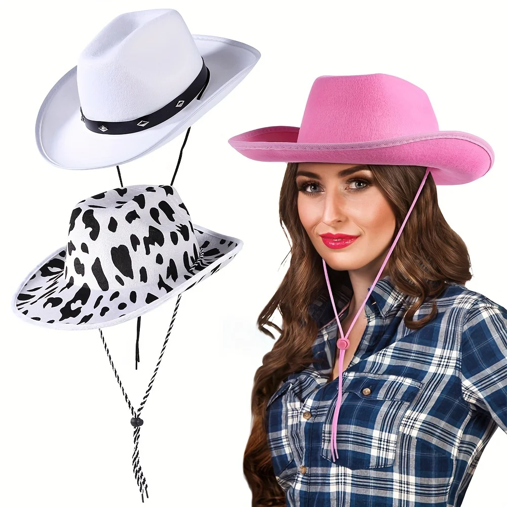Cowgirl Hat Novelty Western Cowboy Hats With String For Bachelorette Birthday Party Dress-Up Disco Cowgirl Party Decoration