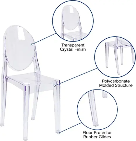 High Quality Modern Home Furniture Plastic Party Wedding Events Stackable Chair Clear PC Transparent Dining Chair