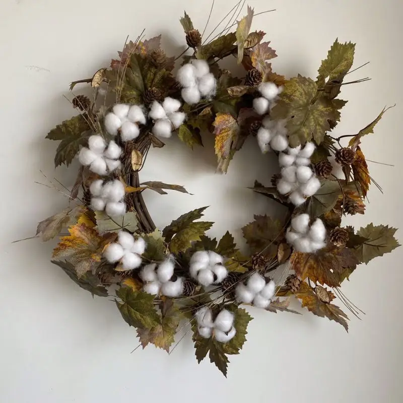 
Farmhouse Decor Christmas Outdoor Autumn Wood Floral Foam Bead Garland With Tassels 