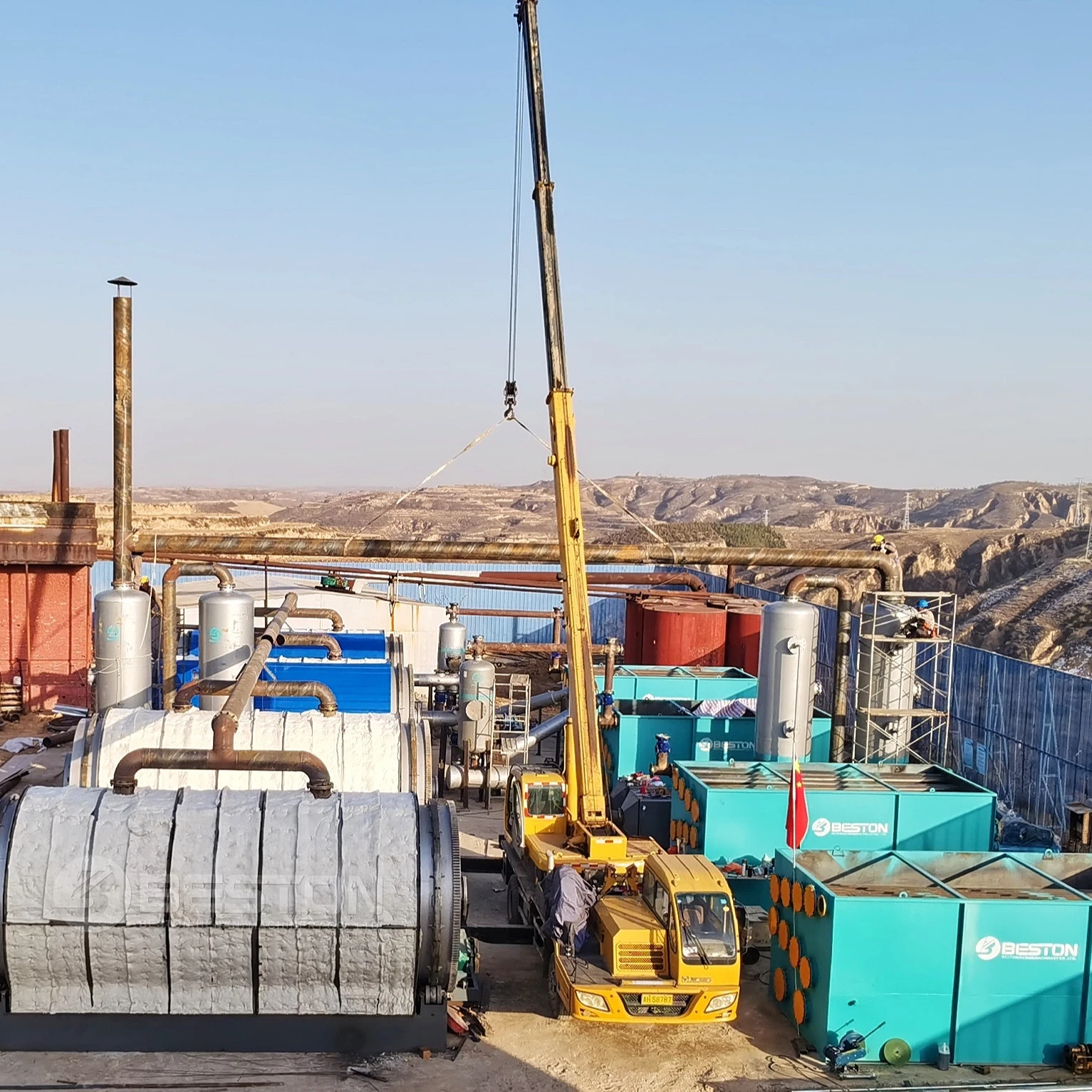 Beston Group BLL-30 Fully Continuous Waste Tyre Pyrolysis To Fuel Oil Plant With Automatic Tyre Shredder Machine