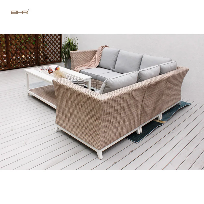 BHR outdoor furniture cheap sectional rattan backyard wicker  patio garden corner sofa  furniture outdoor plus size combo set