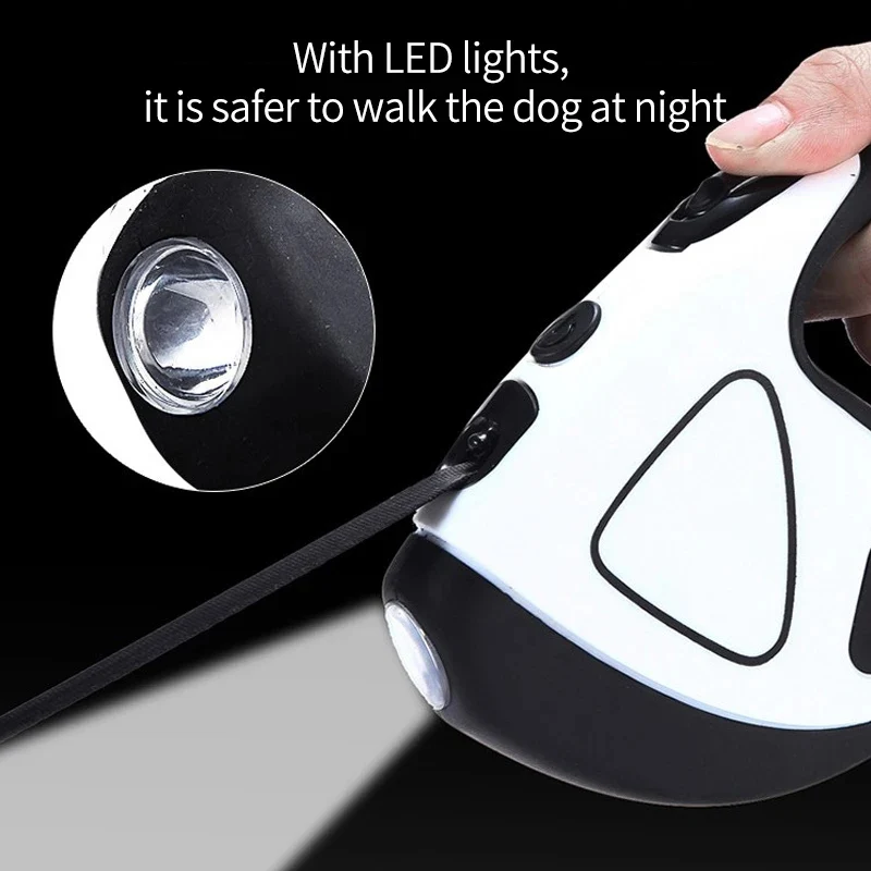 Custom Logo Tangle-Free Retractable Pet Dog Leash 16 Ft Handfree Dog Leash with Bright Led Light Flashlight