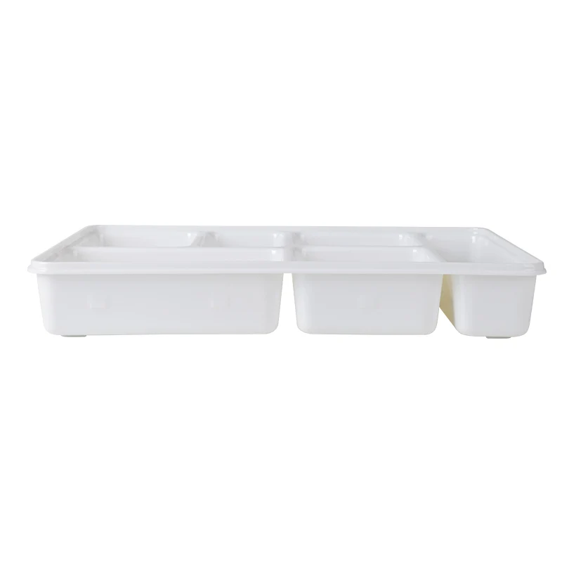 6 Compartment Divided Food Plate Melamine Plastic Hospital Deep Container Tray