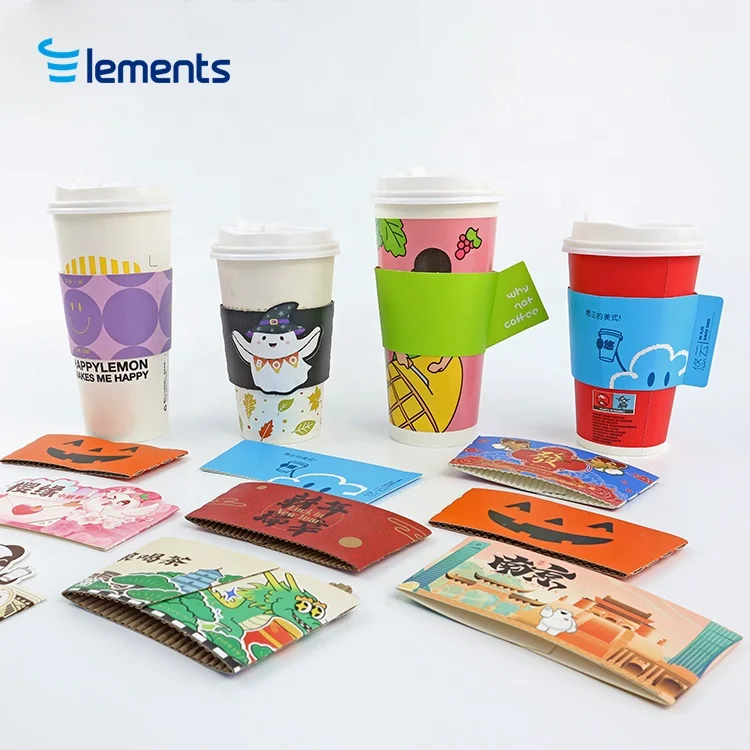 Custom Logo Printed Paper Cup Sleeves Wholesale Brown Kraft Coffee Cup Sleeve For Hot Beverage Cup