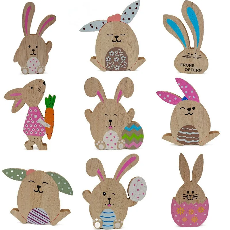 2022 New Wooden Easter Bunny Table Top Rabbit Cutouts Spring Farmhouse Decor