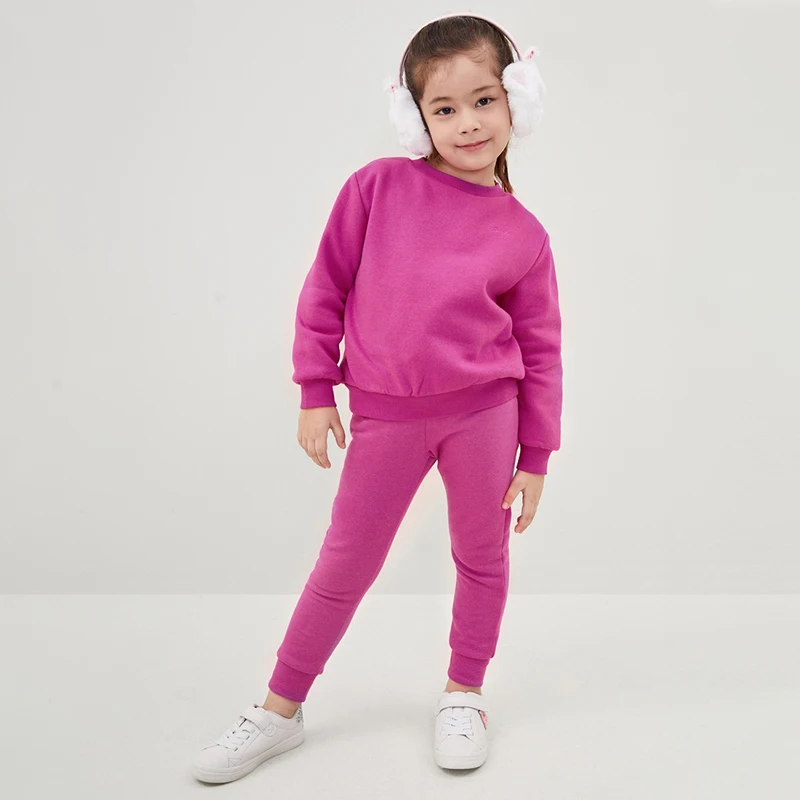 
2020 winter Custom logo solid color pullover girl baby kids fleece sweatshirt 