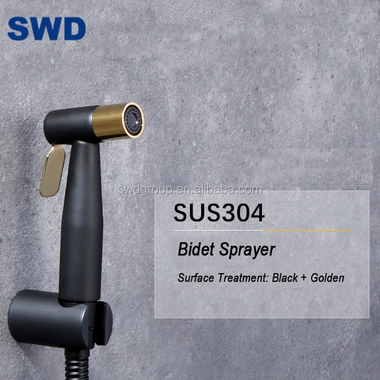 Flexible Shower Hose With Epdm Inner Hose  Black And Gold Handheld Diaper Sprayer Hygienic Toilet Jet  Bidet Spray