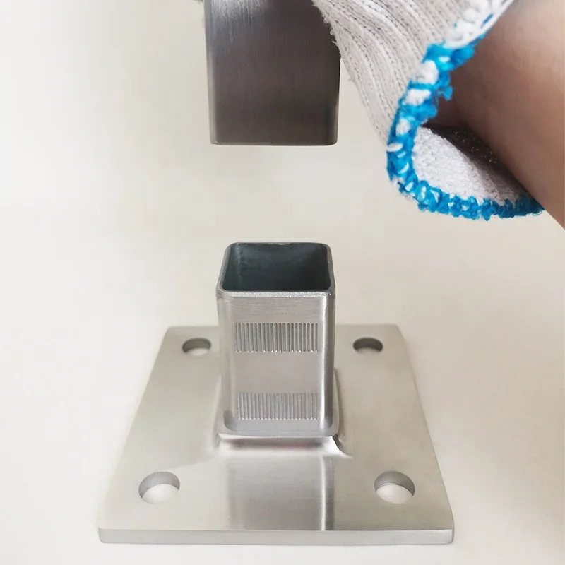 Stainless steel handrail railing fittings round tube oblong base plate wall floor flange