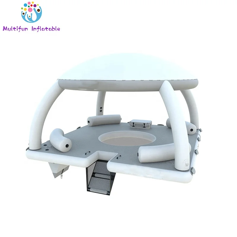 floating island inflatable luxury platform inflatable boat tent sun shelter for yachts