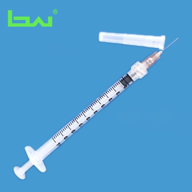 
disposable vaccine syringe 1ml with needle luer lock/slip hypodermic syringe 1cc 