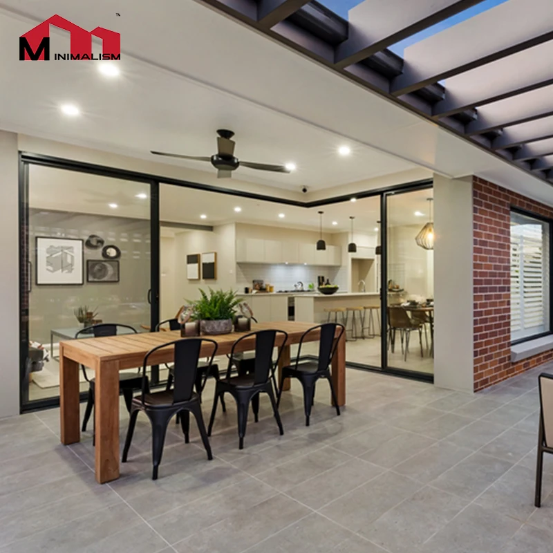 Double Glazing Tempered Glass Stacker Sliding Patio Doors Double Glazed Aluminium Sliding Door