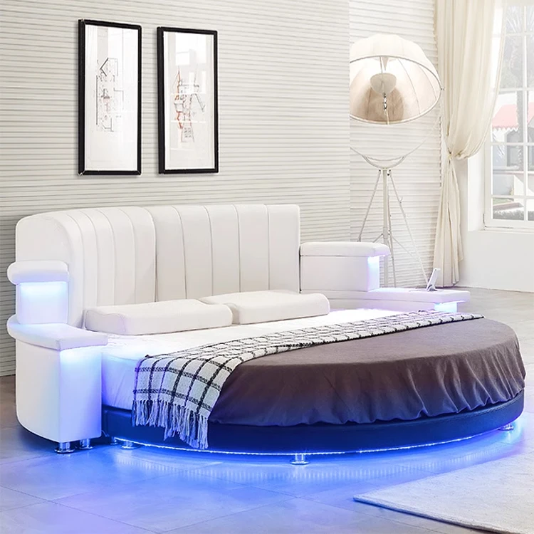 Luxury bedroom furniture sets smart bed with massage function Hot sale fashion modern multi function Hotel sex round beds