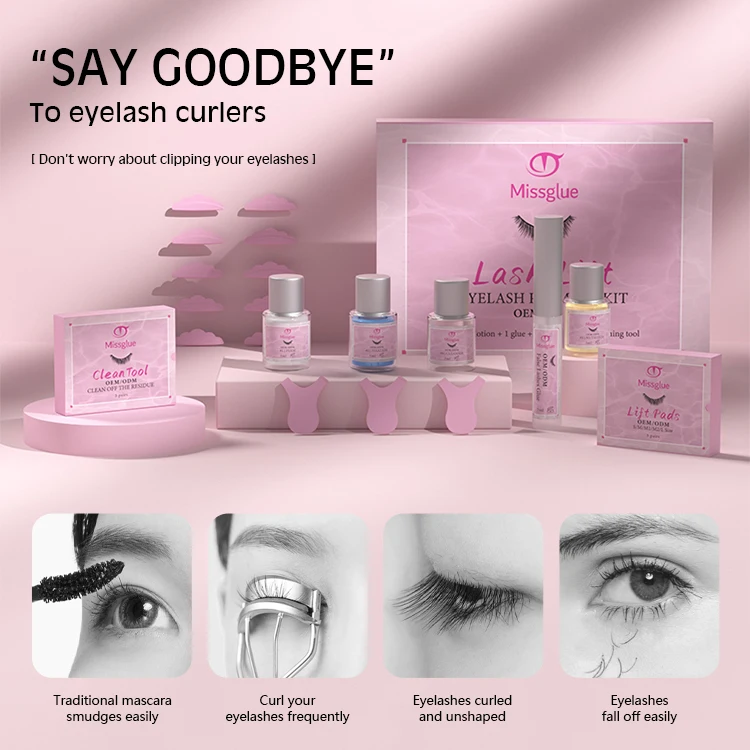 Missglue Wholesale Custom Private Label Eyelash Perm Eyelash Curling Set Korean Beauty lash lift lash lifting kit