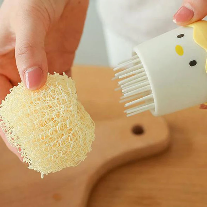 Kitchen Egg Shell Cleaning Brush with Handle Pot Washing Brush Degradable Fiber Cleaning Ball Tools