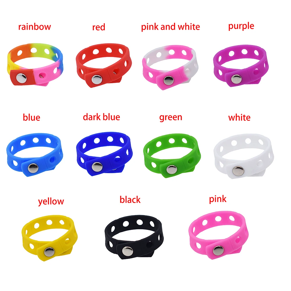 Multi color Silicone Bracelet Wristbands With holes for Shoe Croc Buckle PVC Shoe Accessories bracelet  charms Gifts