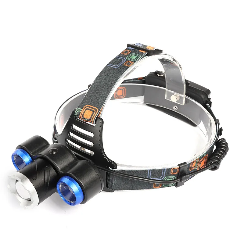 1000 lumen high Power COB LED Head light Lamp XML T6 3 head led Rechargeable Headlamps For Fishing