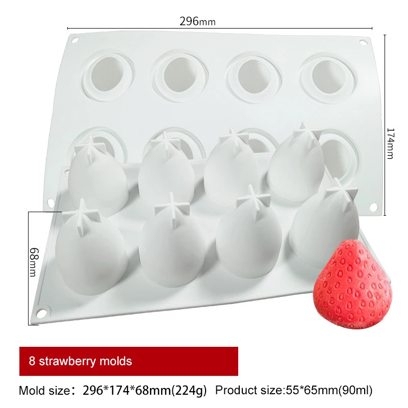Non-stick DIY Easy Release Silicone Fondant Molds Candle Mulberry Wax Melts Molds Strawberry Silicone Mold