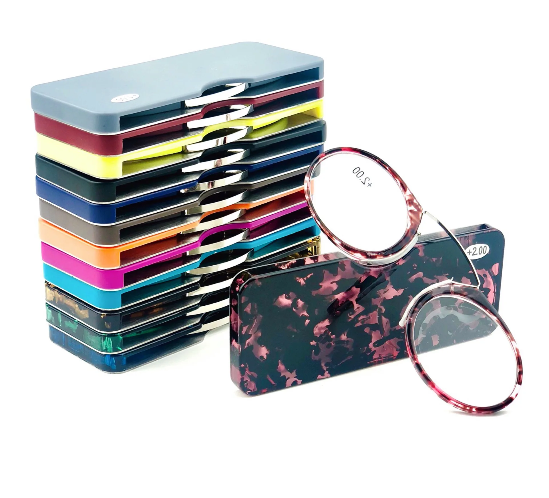 stock small quanitities clip ons nose small pocket mini PC material without arms reading glasses with cases