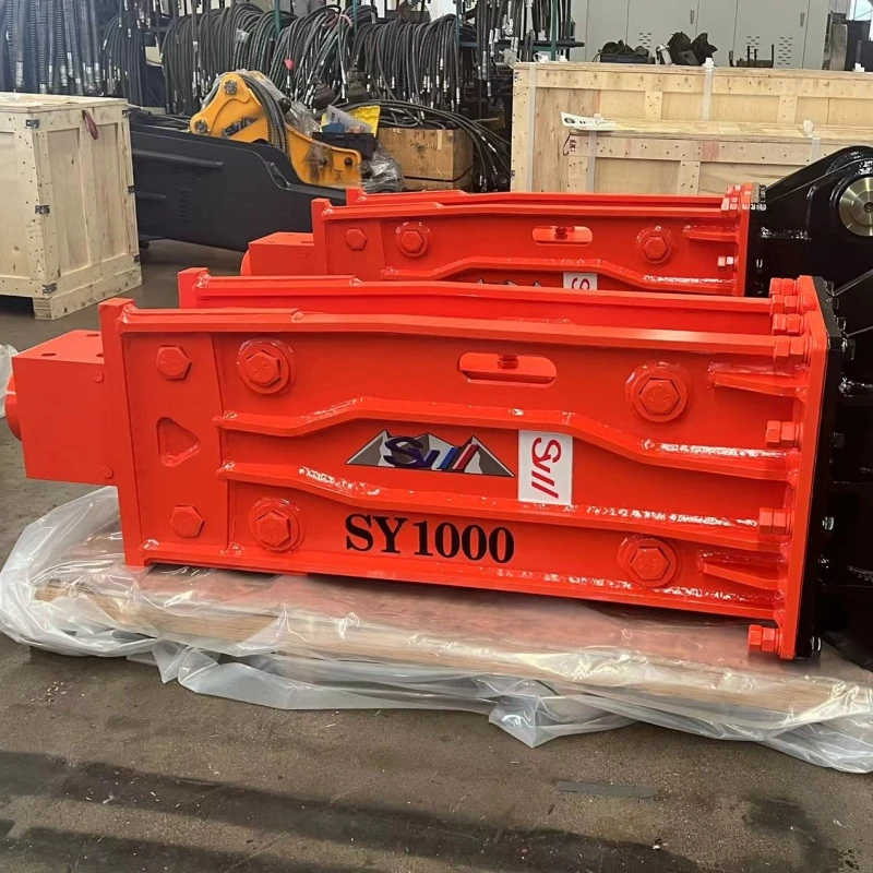 excavators use demolition hammers.Yantai  Hydraulic breaker hammer manufacturers directly sell 0.8-70 tons excavators for use.