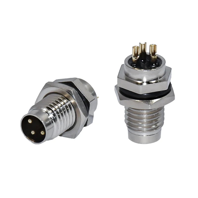 Solder m8 wall panel mount A B coded 3 4 5 6 8 pins cores waterproof m8 board socket connector