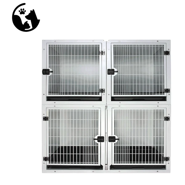 Stainless Steel & Aluminum Folding Dog Cage Kennels with Carriers Double Doors Solid Pattern for Small Animals