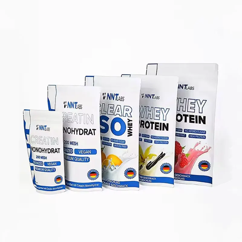 Full Color Printed Moisture Proof Matte Stand Pouch Resealable Doypack Healthcare Supplements Whey Protein Powder Foil Bag