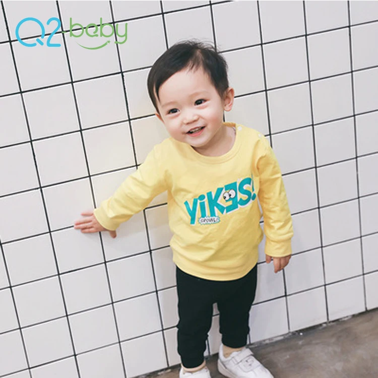 
Q2-baby Custom Casual Appliques Collarless Cotton T Shirt For Baby Boys 