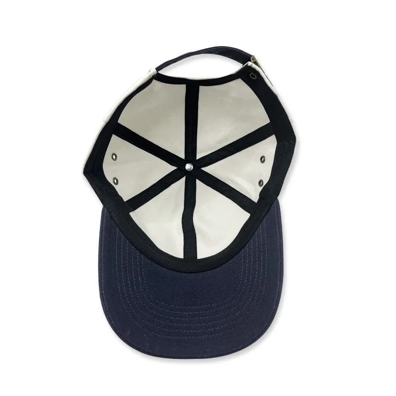 Bestella Custom 100% Cotton 6-Panel Embroidery Luxury Metal Baseball Cap Two Tone Contrast Elegant Casquette Chapeau Basecap