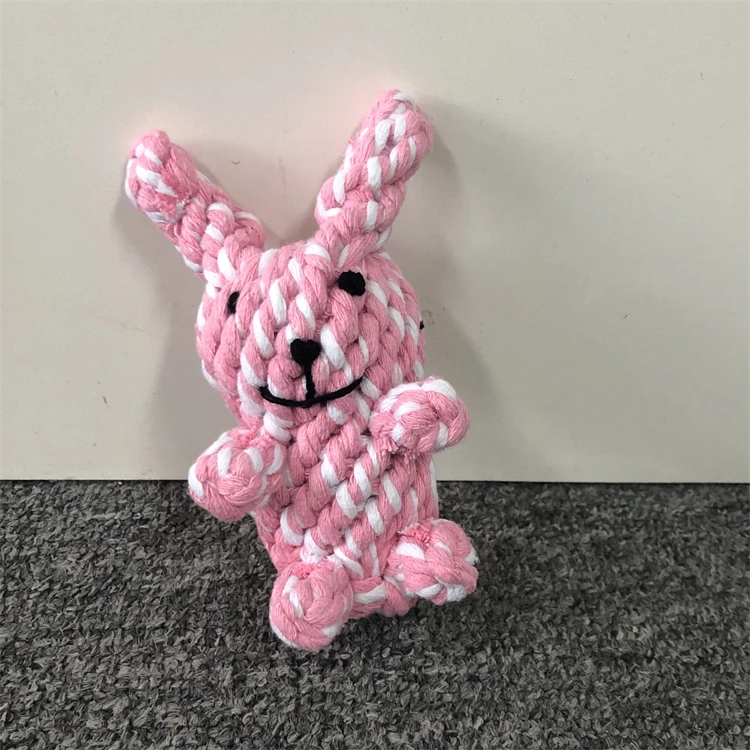 Free Sample Rabbit-Shaped Dog Rope Chew Toy Interactive Puppy Dog Anxiety Relieving Toys