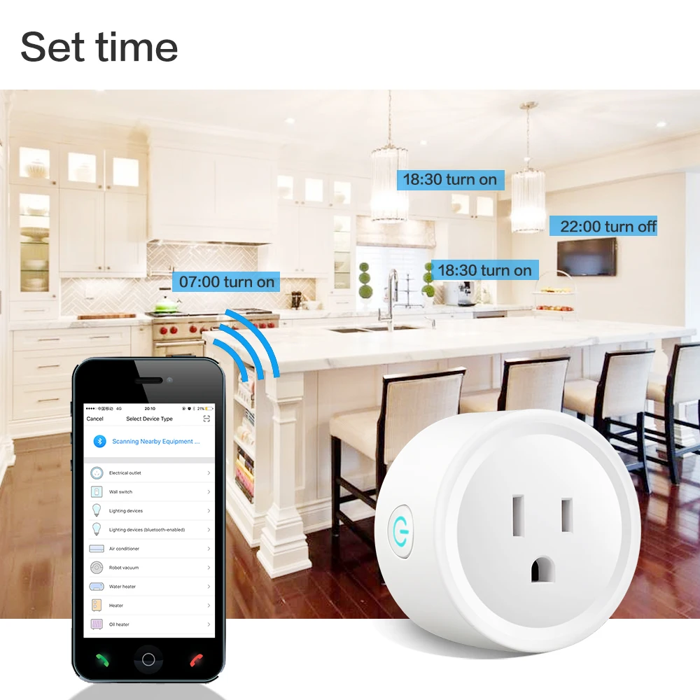 
2022 New Convenient WIFI Smart Plug US Plug Smart Timing Socket Wireless Outlet control function plug for Smart Home Automation 