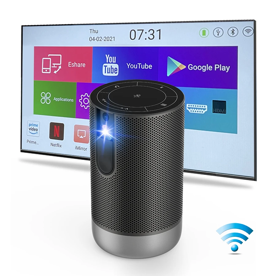 
Auto Focusing Business Education Dlp 3D HD Digital Projector Smart Mobile Phone Proyector with Internal Battery WIFI&Blutetooth 