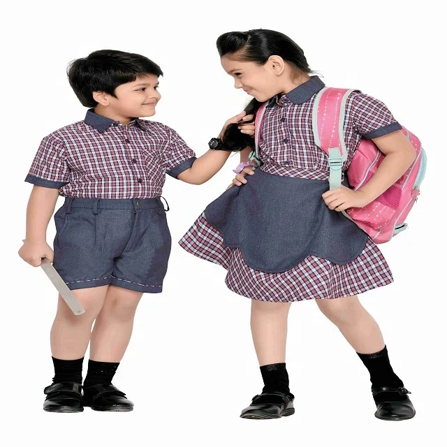 OEM School Dresses Student Wear Primary School Uniform Unisex Shirt With Shorts and Skirt Set