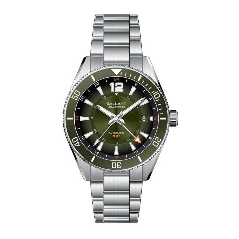 Personalized mens style metal watch band sapphire automatic steel NH34 GMT silver watch for men waterproof