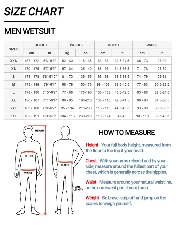 Full-Body Men 3mm Neoprene Wetsuit Surfing Swimming Diving Suit Wet Suit for Cold Water Snorkeling