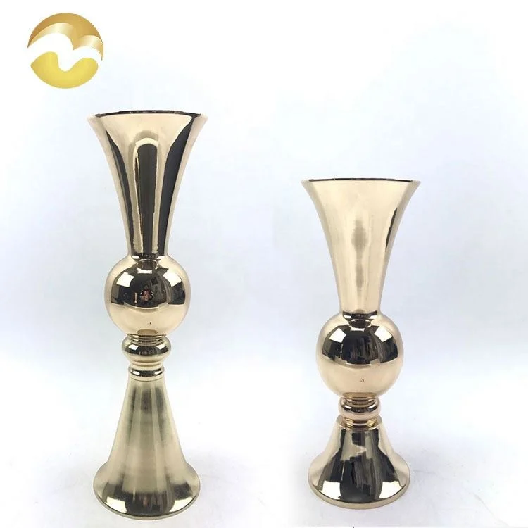 New creative vintage french gold trumpet shape gift vase for wedding