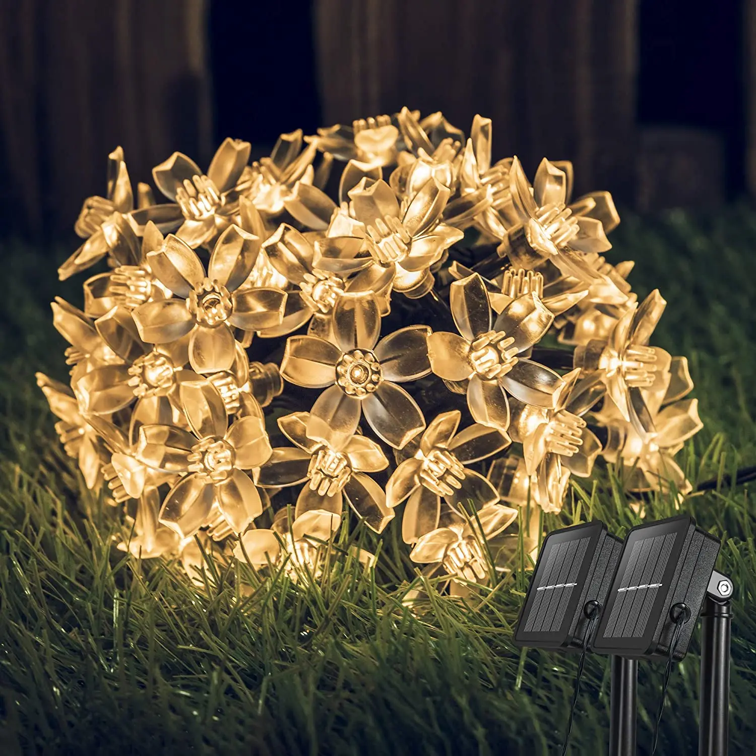 Indoor or Outdoor Solar Flower Led String Fairy Light 50 LED Outdoor Garden Patio Fairy String Light Christmas Garland Light