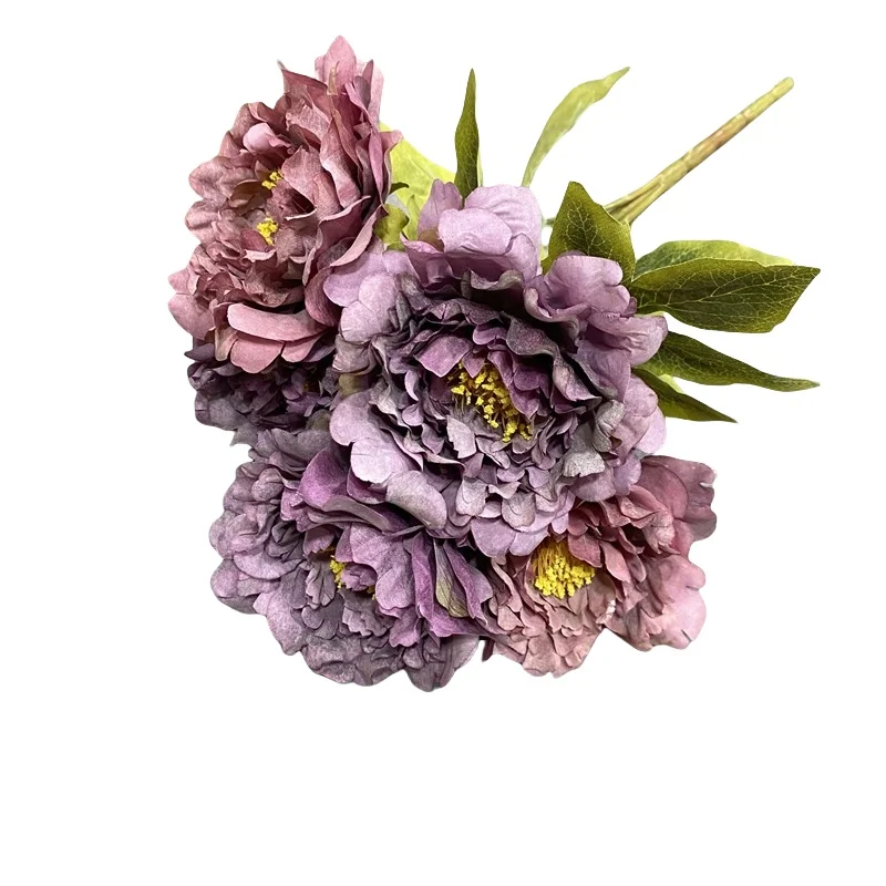 Simulation flower five head of dynamic peony Hotel Home Decoration Lotus peony artificial flower real touch latex