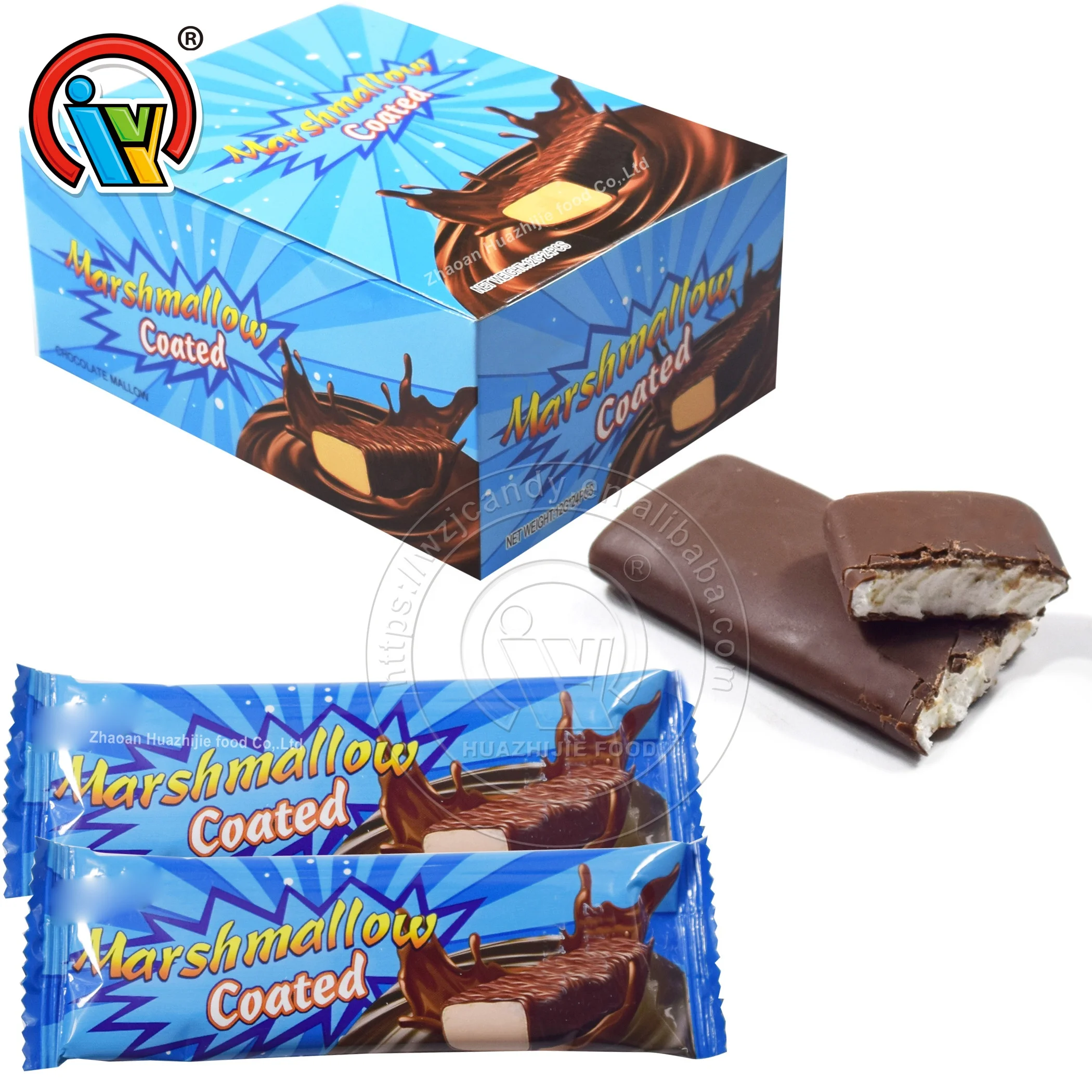 Halal crispy chocolate coated marshmallow candy