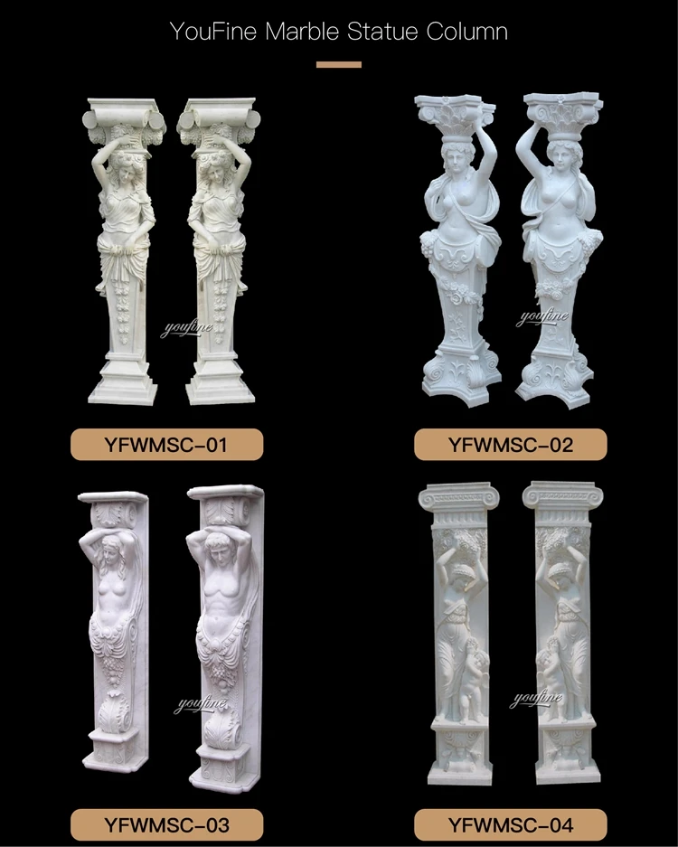 Detailed Carving Natural Stone Square Pillar Design