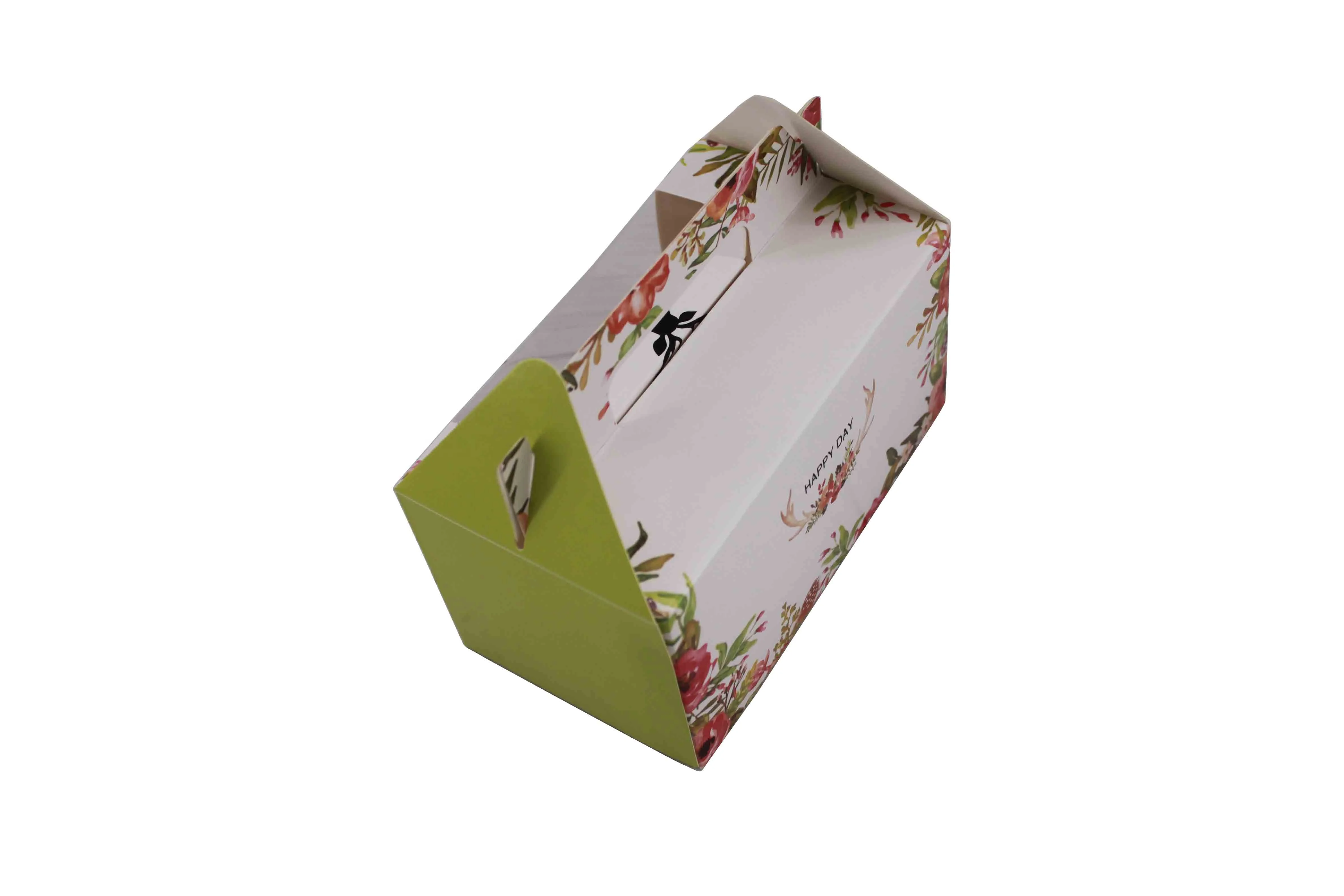 Creative design folding disposable recycled paper box for cake