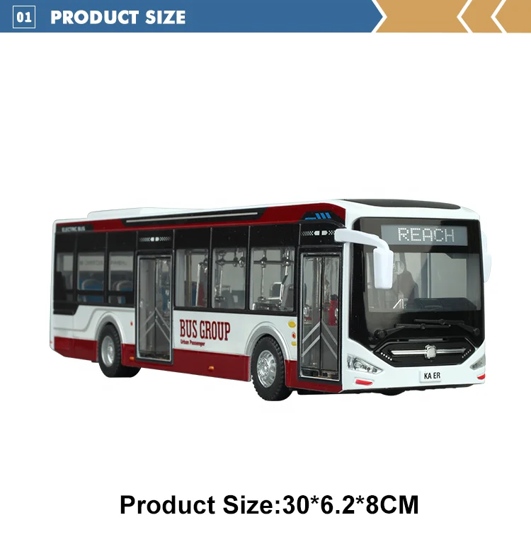 simulation lighting effect 1/42 sliding custom diecast bus models