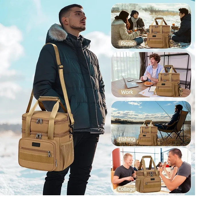 Wholesale small Oxford cooler tote bag for lunch beverage catering delivery custom food packaging insulated thermal bag